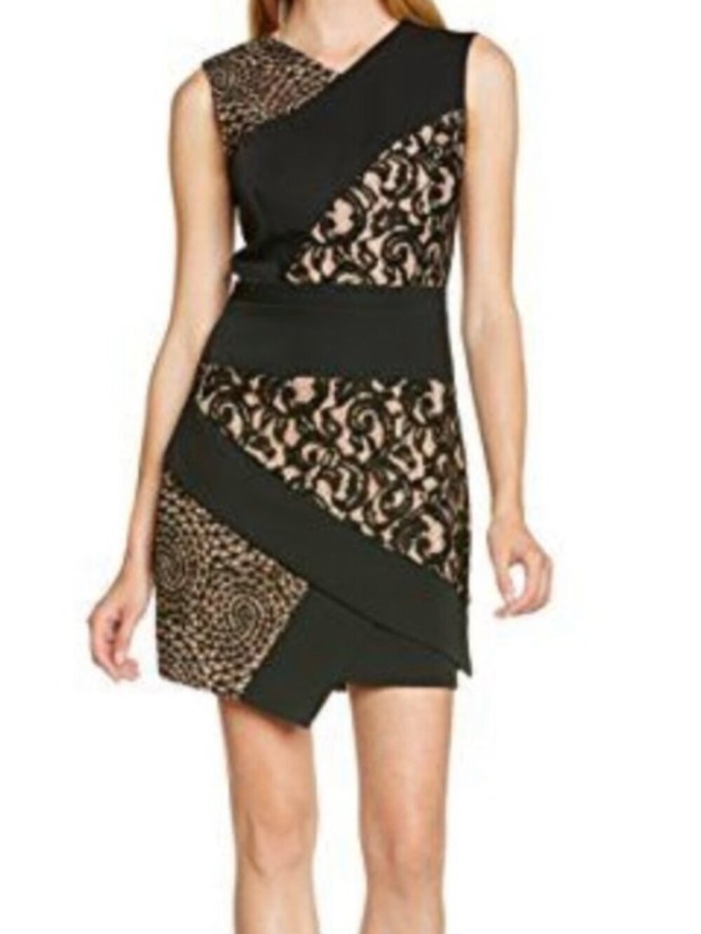 Women's 10 BCBG MAXAZRIA Black and Nude Cocktail Dress